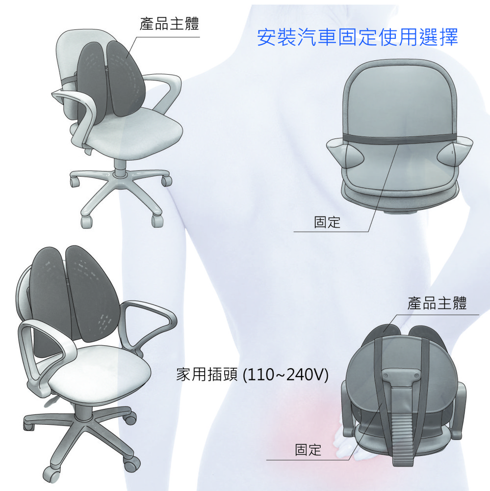 背樂雙背墊 100% 台灣製造 適用於任何座位 – MIT Shop
